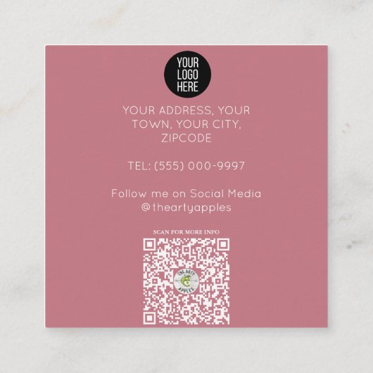 BLUSH roze sinaasappel SCANDI HART REGENBOOG BABYS Vierkante Visitekaartje (Achterkant)