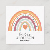 BLUSH roze sinaasappel SCANDI HART REGENBOOG BABYS Vierkante Visitekaartje (Voorkant)