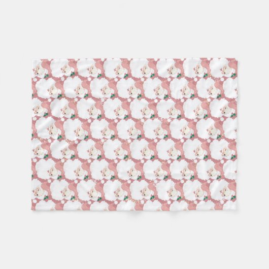 Blush roze Sinterklaas Winking Kerstmis Fleece Deken (Voorkant (Horizontaal))