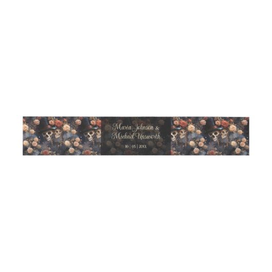 Blush Roze Skeletten Invitation Belly Band Uitnodigingen Wikkel (Vlak)