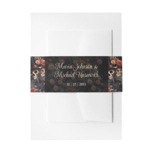 Blush Roze Skeletten Invitation Belly Band Uitnodigingen Wikkel