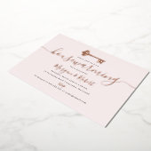 Blush Roze Sleutel Huis Verwarming Feest Folie Uitnodiging (Gedraaid)