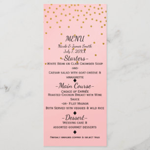 Blush roze Small Gold Confetti legant-menukaart Menu