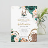 Blush Roze Smaragdgroene Westerse Quinceañera  Kaart (Staand voorkant)