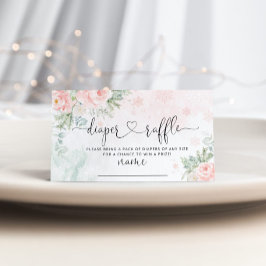 Blush roze sneeuwvlokken diaper raffle informatiekaartje