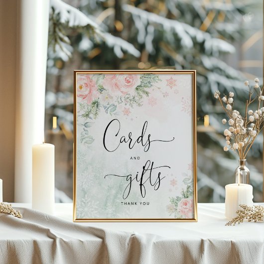 Blush roze sneeuwvlokken Kaarten en geschenken Poster