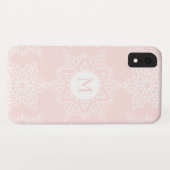 Blush Roze Sneeuwvlokken Kerstvakantie Monogram Case-Mate iPhone Case (Achterkant (horizontaal))