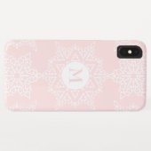 Blush Roze Sneeuwvlokken Kerstvakantie Monogram Case-Mate iPhone Case (Achterkant (horizontaal))