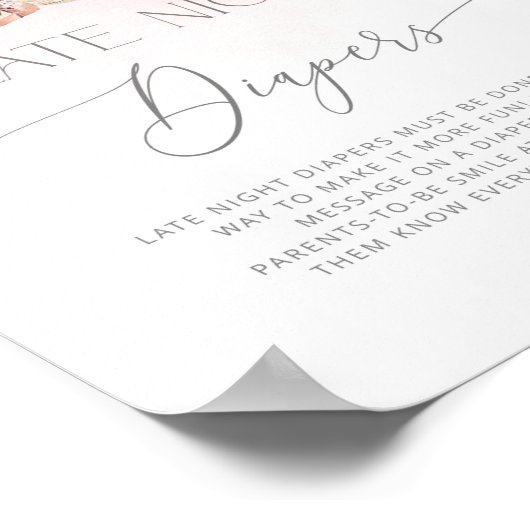 Blush roze sneeuwvlokken Late night diapers Poster (Hoek)