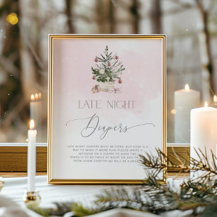 Blush roze sneeuwvlokken Late night diapers Poster