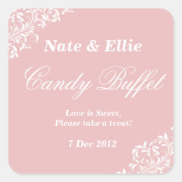 Blush roze snoep buffer ticker vierkante sticker