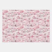 Blush Roze Snowscapes Kerst Wrapping Papier Set Inpakpapier Vel (Voorkant 3)