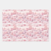 Blush Roze Snowscapes Kerst Wrapping Papier Set Inpakpapier Vel (Voorkant 2)
