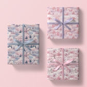 Blush Roze Snowscapes Kerst Wrapping Papier Set Inpakpapier Vel