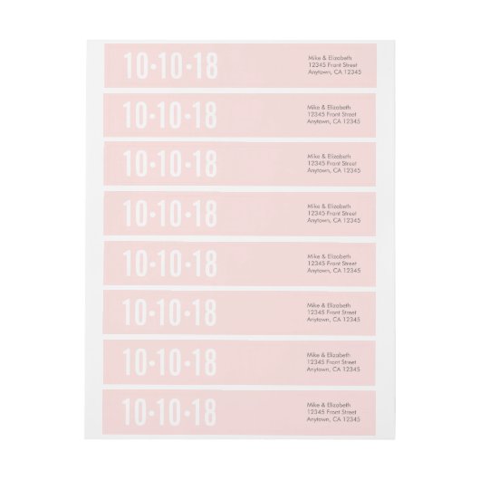 Blush Roze sparen het Etiket van het Adres van de  (Vel)