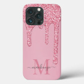 Blush roze sparkle Glam Glitter Drift Monogram Case-Mate iPhone Case (Achterkant)