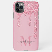 Blush roze sparkle Glam Glitter Drift Monogram iPhone Hoesje (Achterkant)