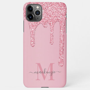 Blush roze sparkle Glam Glitter Drift Monogram iPhone 11Pro Max Hoesje