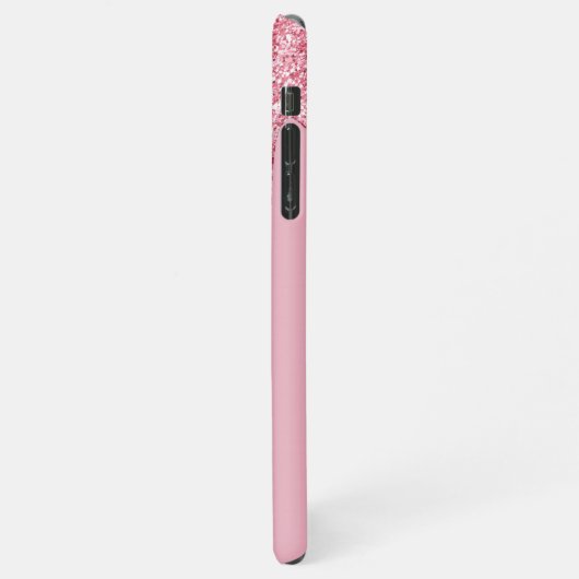 Blush roze sparkle Glam Glitter Drift Monogram iPhone Hoesje (Linkerkant)