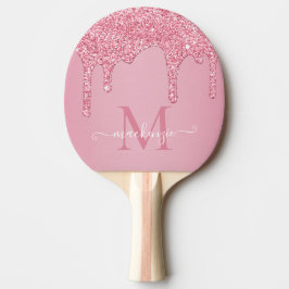 Blush roze sparkle Glam Glitter Drift Monogram Tafeltennisbatje