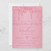 Blush roze sparkle Glitter Drift GraduPartij Kaart (Voorkant)