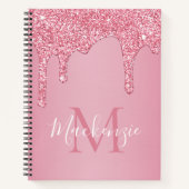 Blush roze sparkle Glitter Drift Monogram Notitieboek (Voorkant)