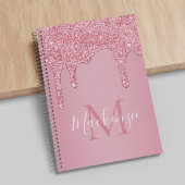 Blush roze sparkle Glitter Drift Monogram Notitieboek
