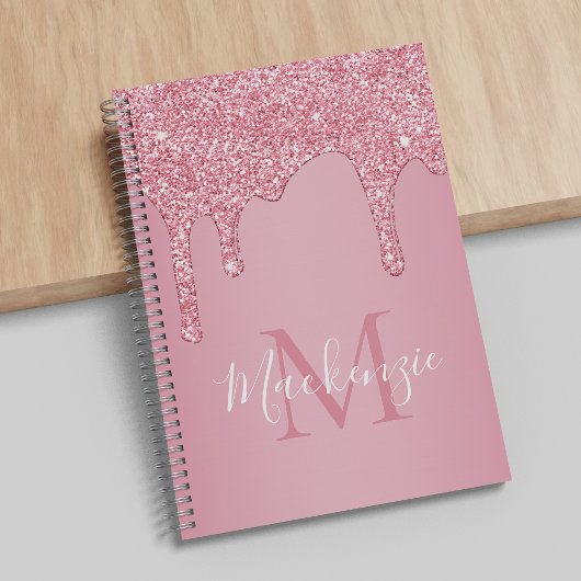 Blush roze sparkle Glitter Drift Monogram Notitieboek