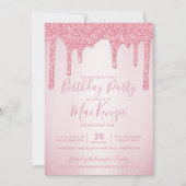 Blush roze sparkle glitter droogt elk jaar kaart (Voorkant)