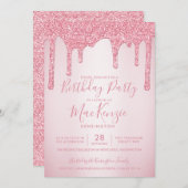 Blush roze sparkle glitter droogt elk jaar kaart (Voorkant / Achterkant)