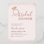 Blush Roze Sparkle Ring Roos Goud Vrijgezellenfees Folie Uitnodiging (Voorkant)