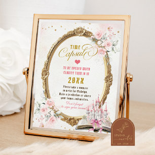 Blush Roze Sprookjesboek 1e Verjaardag Tijd Capsul Poster