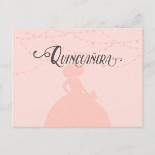 Blush roze & Steel Charro Silhouette Quinceanera Uitnodiging Briefkaart