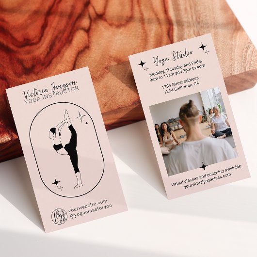 Blush roze ster Yoga instructeur studio leraar Visitekaartje