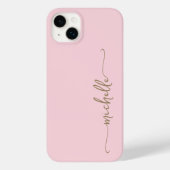 Blush Roze Stijlvol Meisje Minimal Goud Naam Scrip Case-Mate iPhone Case (Achterkant)
