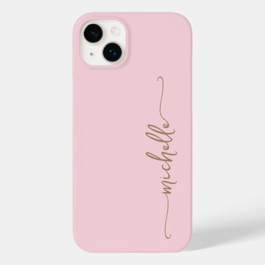 Blush Roze Stijlvol Meisje Minimal Goud Naam Scrip Case-Mate iPhone Case (Achterkant)