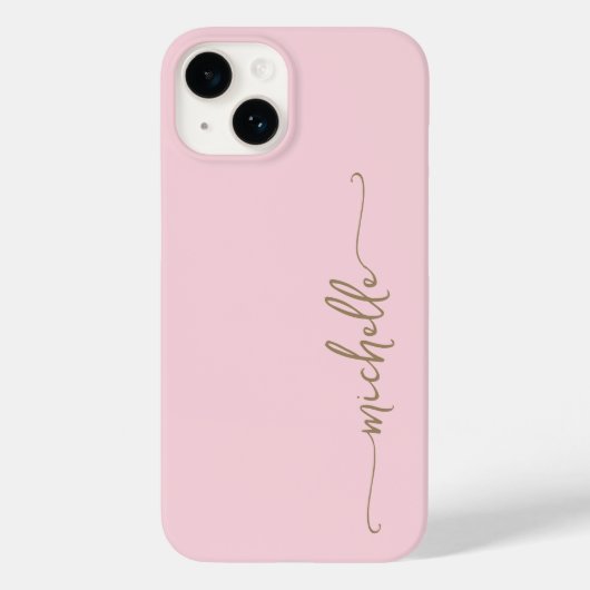 Blush Roze Stijlvol Meisje Minimal Goud Naam Scrip Case-Mate iPhone Case (Achterkant)