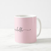 Blush Roze Stijlvol Monogram Signature Script Koffiemok (Voorkant rechts)