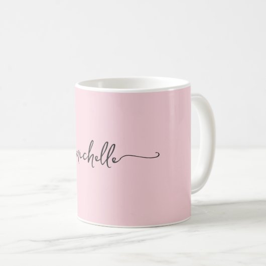 Blush Roze Stijlvol Monogram Signature Script Koffiemok (Voorkant rechts)