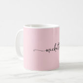 Blush Roze Stijlvol Monogram Signature Script Koffiemok (Voorkant links)