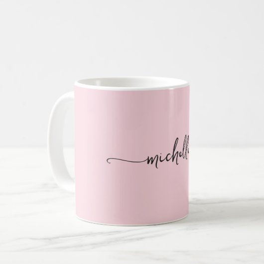 Blush Roze Stijlvol Monogram Signature Script Koffiemok (Voorkant links)