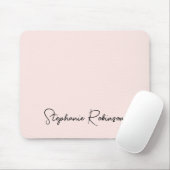Blush Roze Stijlvol Script Gepersonaliseerd Monogr Muismat (Met muis)