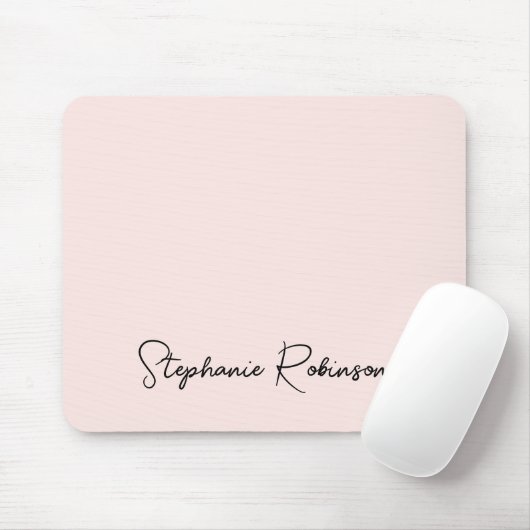 Blush Roze Stijlvol Script Gepersonaliseerd Monogr Muismat (Met muis)