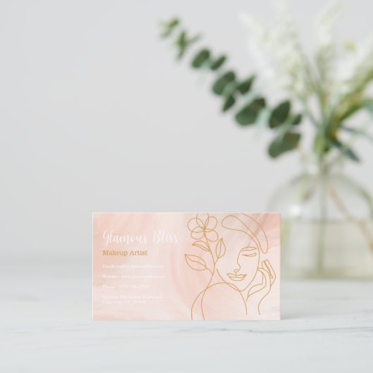 Blush Roze Stijlvolle Make-up Artiest Salon Visitekaartje (Staand voorkant)