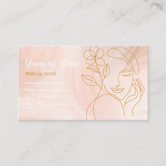 Blush Roze Stijlvolle Make-up Artiest Salon Visitekaartje (Voorkant)