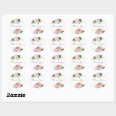 Blush Roze Stof Roos Bloem Wit Bedankt Ronde Sticker (Vel)