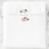 Blush Roze Stof Roos Bloem Wit Bedankt Ronde Sticker (Tas)