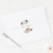 Blush Roze Stof Roos Bloem Wit Bedankt Ronde Sticker (Envelop)