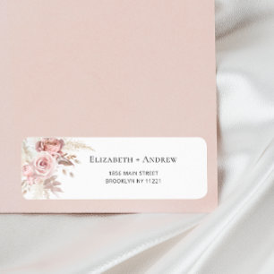 Blush Roze Stoffig Roos Bloemen Retouradres Etiket