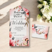 Blush Roze Stoffig Roos Bruid Bruidegom Bloemen br All In One Uitnodiging